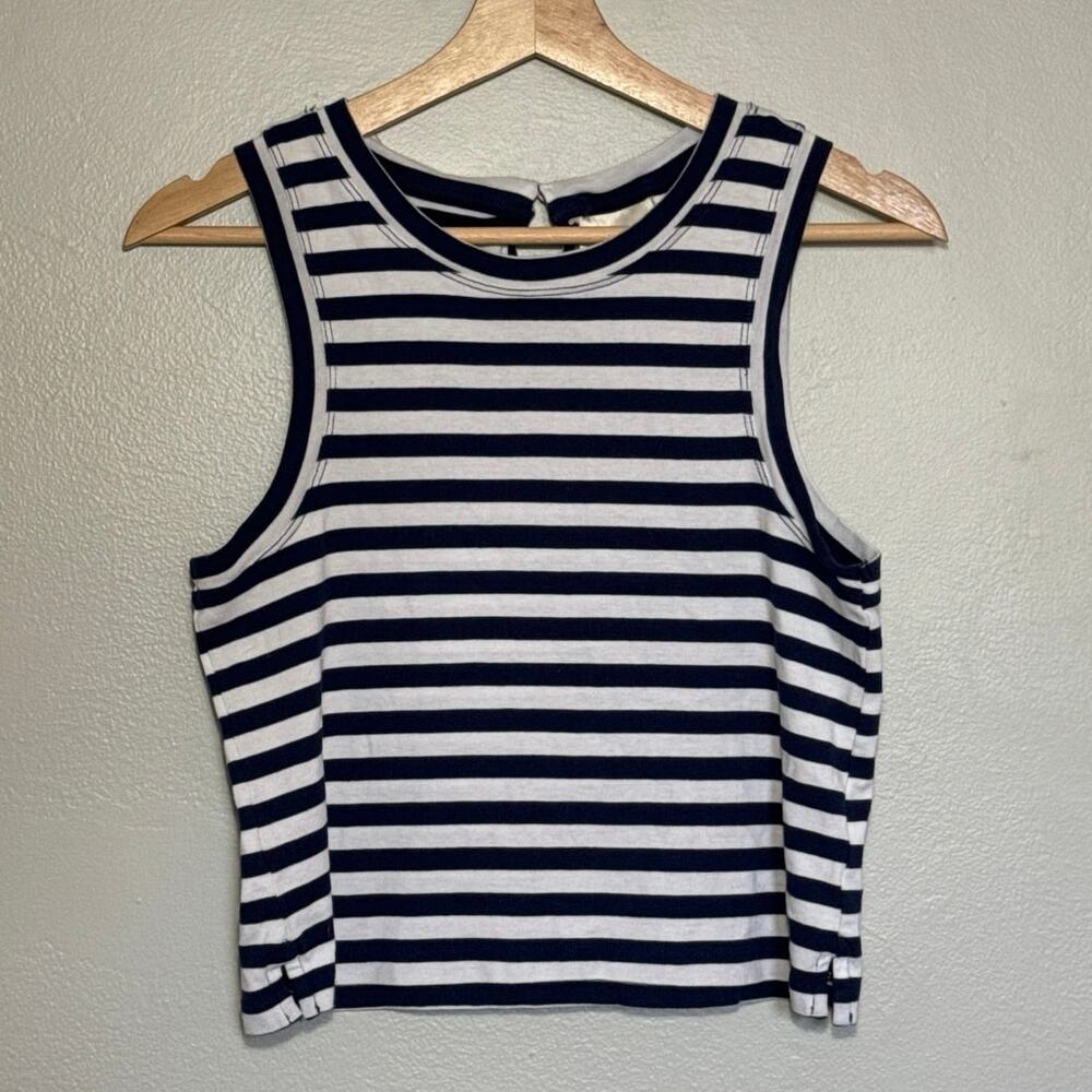Women's Size Small Maeve by Anthropologie Navy & White Striped Cropped Tank